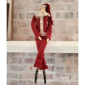 Vintage Honey and Me Primitive Folk Art Shelf Sitter Santa - 28" Tall Skinny